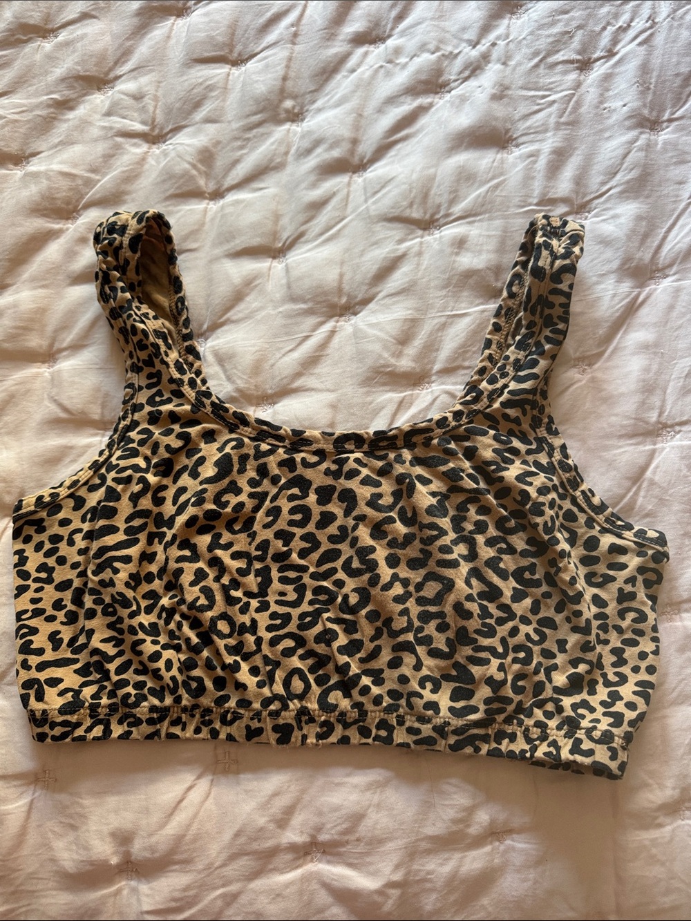 🐆 ARQ Leopard Print Wide Strap Bralette XL Organic Cotton